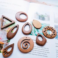 diy jewelry accessories natural wood geometric texture retro brown drop shaped circular triangle handmade earrings pendants