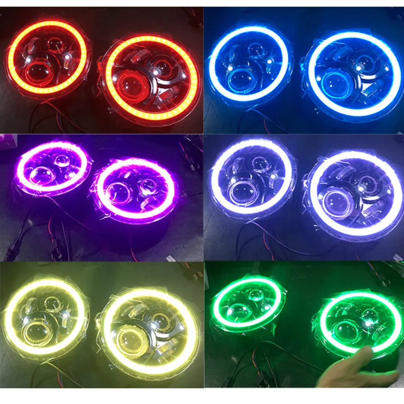 RGB Halo 7 дюймов светодиодный комплект фар мигающий ангельские глазки морской