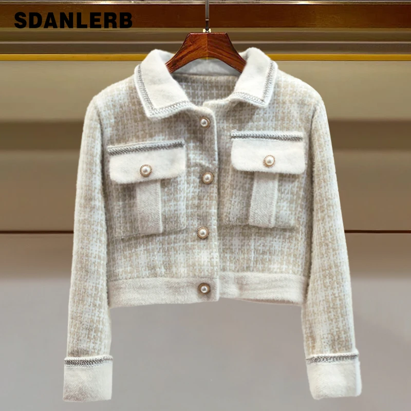 

Трикотажное пальто с длинным рукавом, новинка зимы 2021, Модный стильный кардиган с длинными рукавами и карманами, женская верхняя одежда, кур...