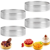 369pcs circular tart ring french dessert stainless steel perforation fruit pie quiche cake mousse mold kitchen baking mould