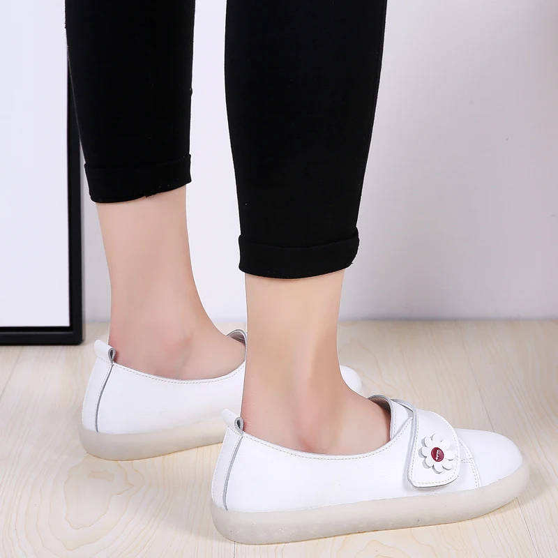 Женские слипоны на плоской подошве Обувь для мам лоферы из мягкой кожи