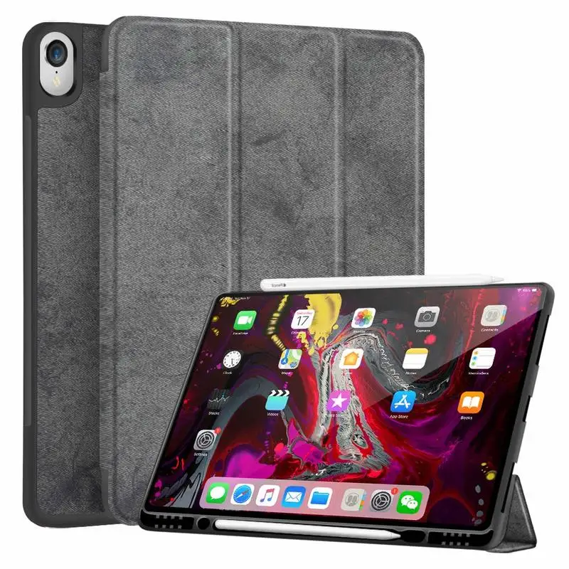 

Magnet Case For New iPad Pro 12.9 2018 Release Apple Pencil Holder Cover,Slim Smart Cover Stand Auto Sleep/Wake PU Leather Case