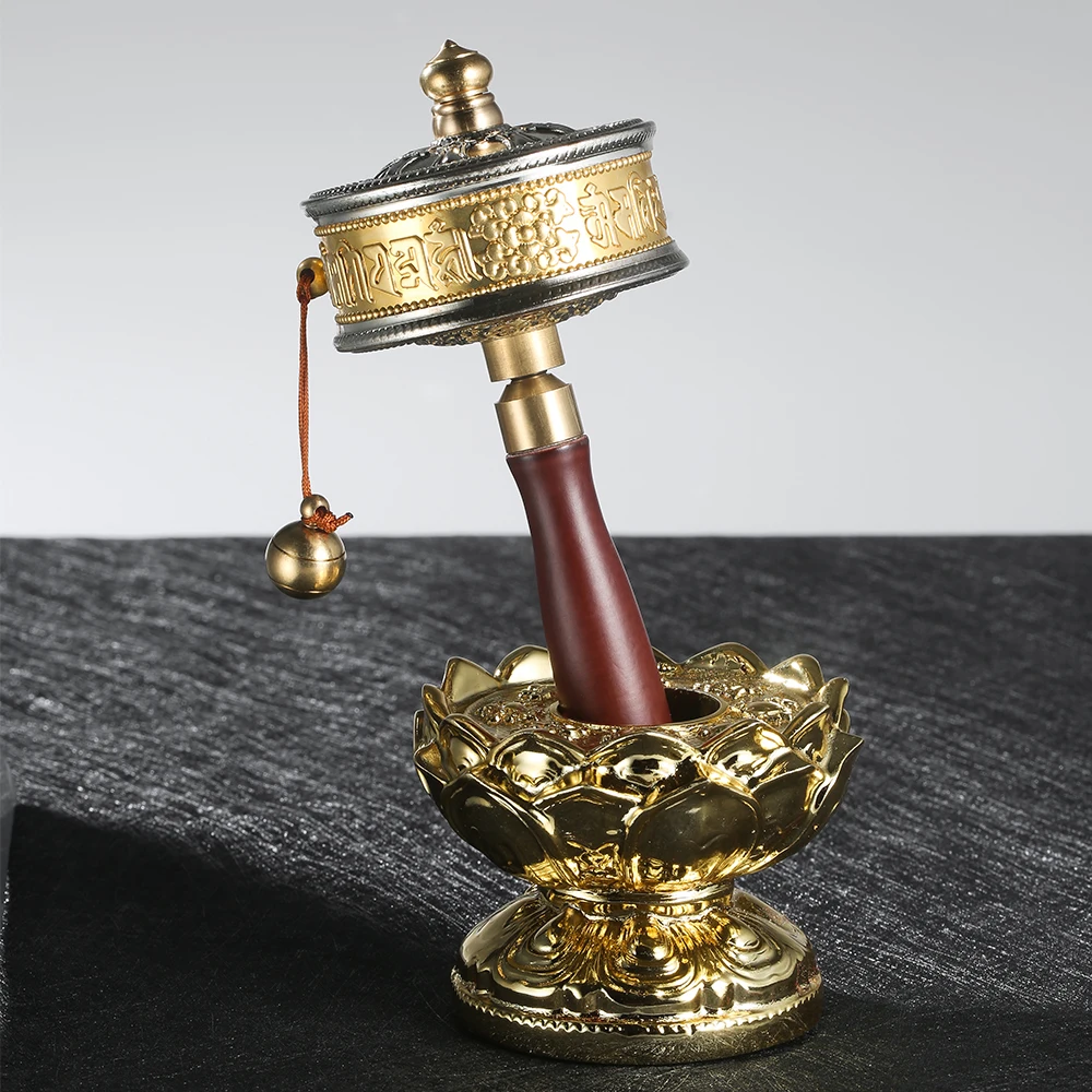 

Тибетское Молитвенное Колесо, тибетский буддийский ручной молитвенный инструмент, медное ручное Молитвенное Колесо с основанием лотоса