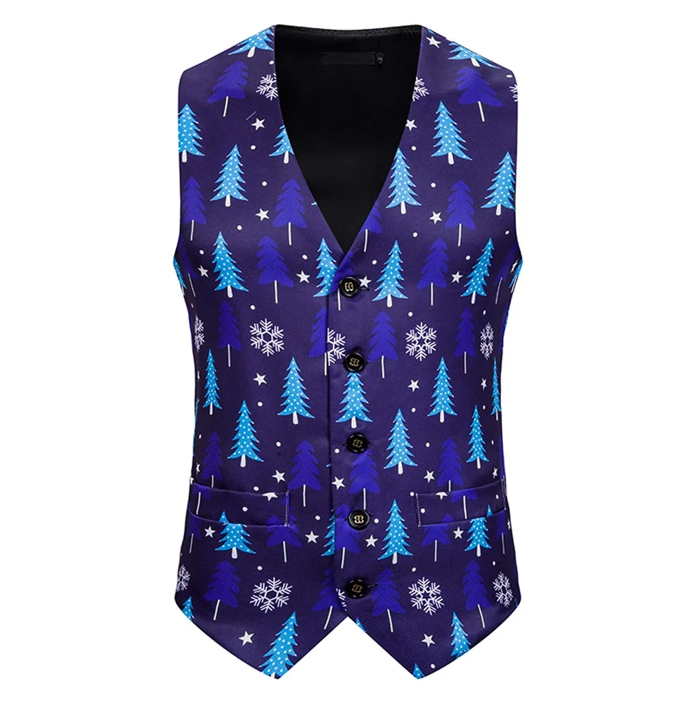 Модный костюм с принтом рождественской елки мужской жилет Новинка осени 2019