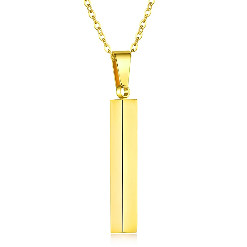 Gold no engrave Квадратное ожерелье с надписью на заказ, нержавеющая сталь, розовое золото, серебро, персонализированные ожерелья для мужчин и женщин, ювелирное изделие, подарок - Окраска металла: Gold no engrave