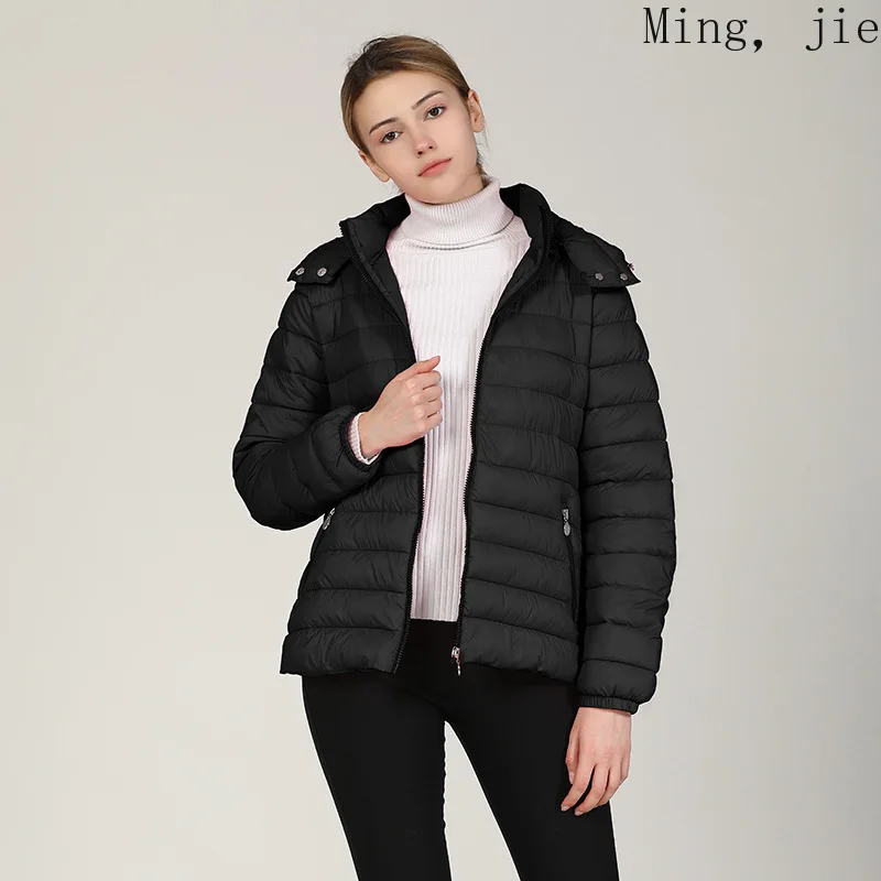 

New Hooded Long-sleeved Cotton Jacket Women's Short Solid Color Lightweight Coat To Keep Warm, Large Size Luxury Autumn Winter