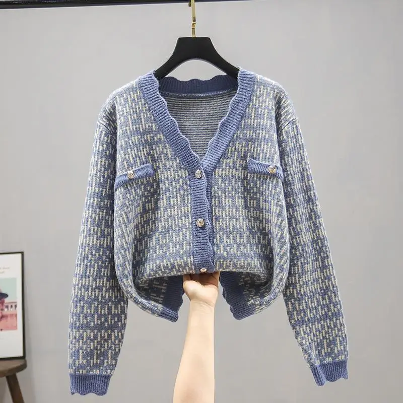 

Cardigan Western Style Autumn And Winter Fashion New Style Long-sleeved V-neck Knitted Jacket Korean Loose Sweater Women