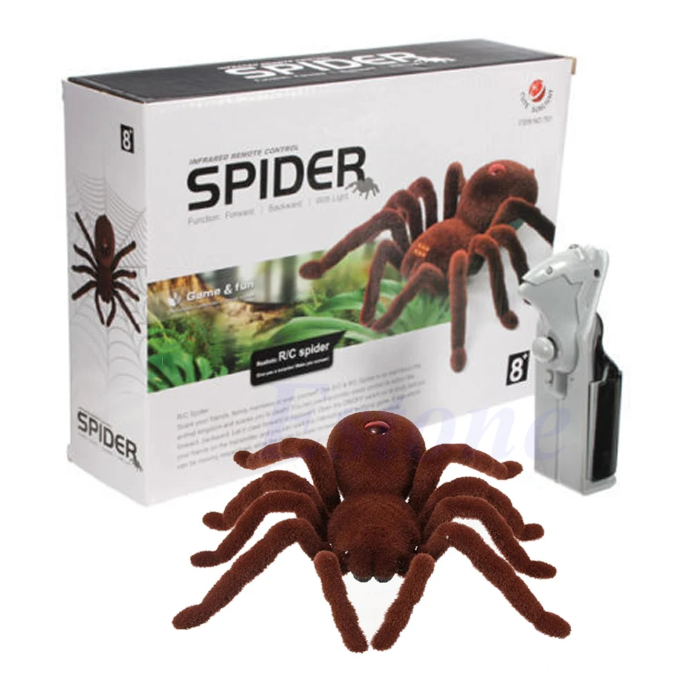 Kid Gift Remote Control Scary Creepy Soft Plush Spider Infrared RC Tarantula Toy