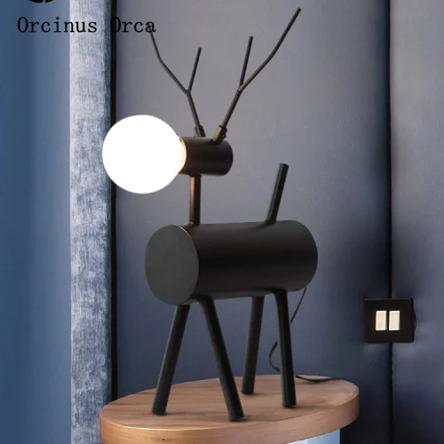 

Креативная Светодиодная настольная лампа с рисунком лося для детской комнаты, спальни, прикроватная лампа в Северной Европе, простая Милая Настольная лампа с изображением оленя
