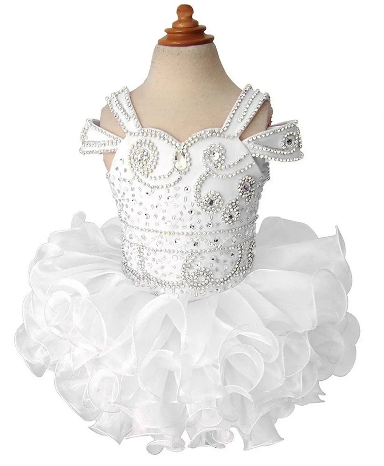 Платье-пачка с бретельками украшенное бусинами для младенцев первого причастия