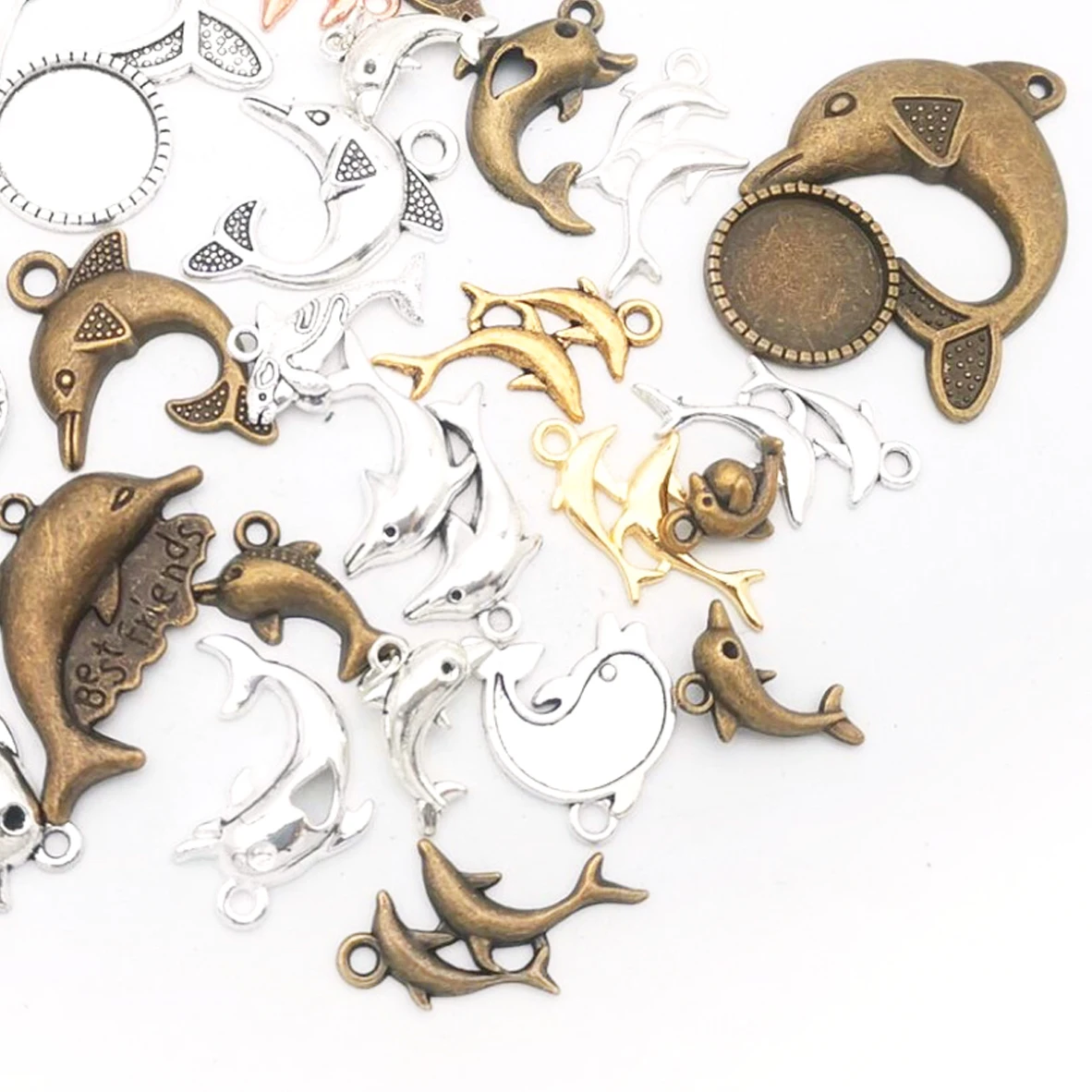 

50g 100g DIY Mixed Dolphin Charms Pendant Marine life for Anklet Bracelets Necklace Craft Jewelry Making Components Kit