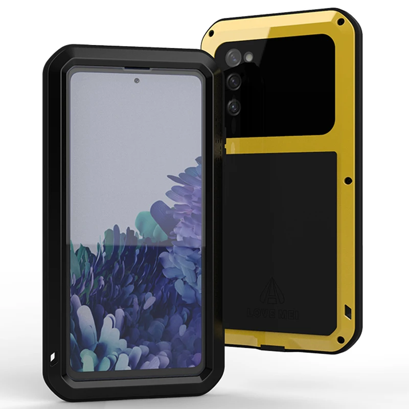 Чехол LOVE MEI совместимый с Samsung Galaxy S20 FE 2020 Алюминиевый металлический чехол Gorilla Glass