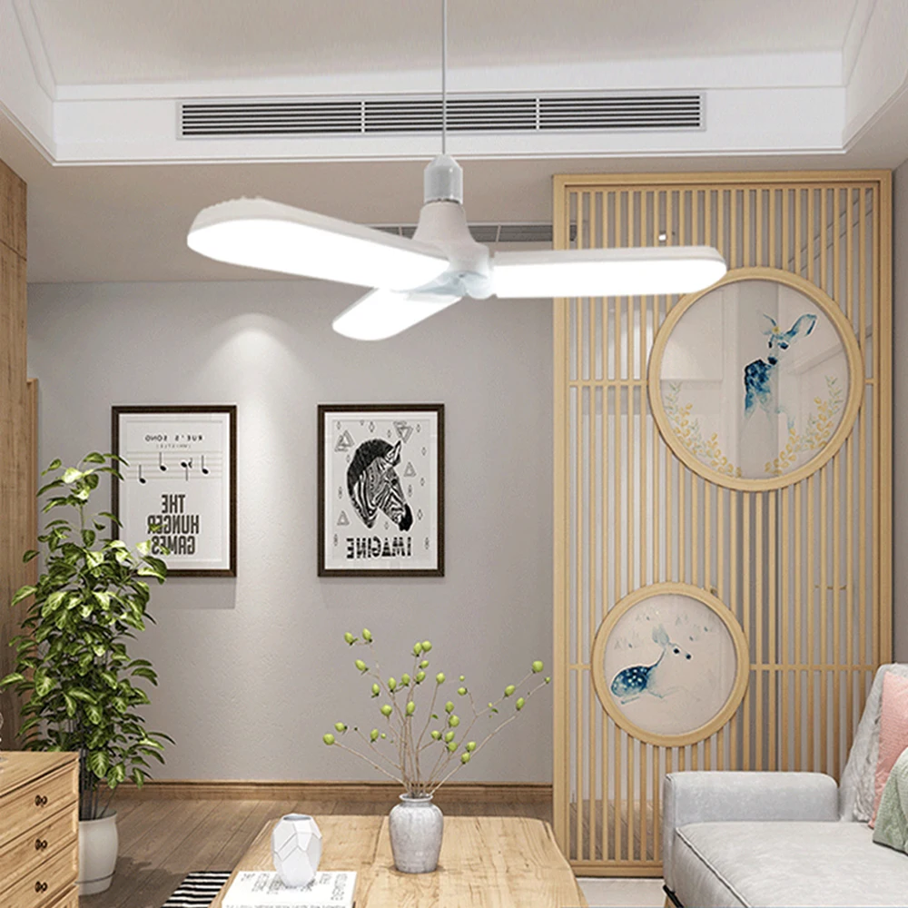 

Светодиодный складной вентилятор E27, 60 Вт, супер яркий светодиодный подвесной светильник s 220 В, потолочный светильник для гостиной, гаражный светильник