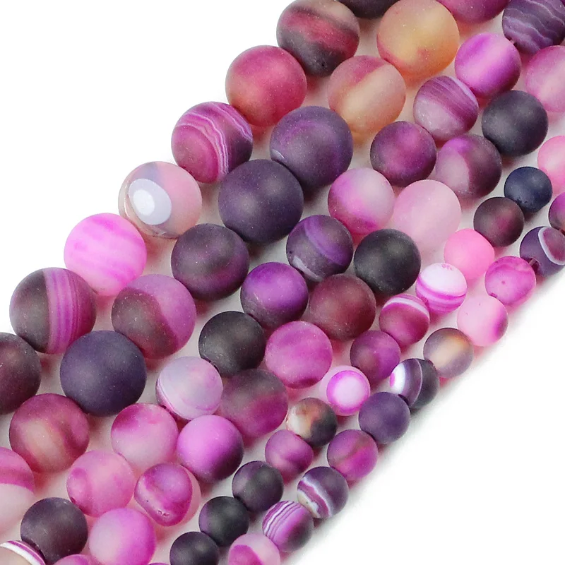 Rose Matte Stripe Матовый натуральный полосатый Сердолик Каменные Бусы Ониксовые драгоценные камни 6/8/10 мм круглый свободные бусины агат бусины для самостоятельного изготовления ювелирных изделий браслет DIY - Цвет: Rose Matte Stripe