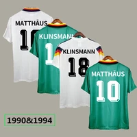 retro soccer jersey 1990 1994 home and away klinsmann 18 matthaus 10 green blue white football shirts in stock