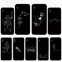 brief strokes line art love kiss rose soft black tpu phone case for iphone xs max 11 pro x se 2020 xr cover 7 8 6s plus 5s shell