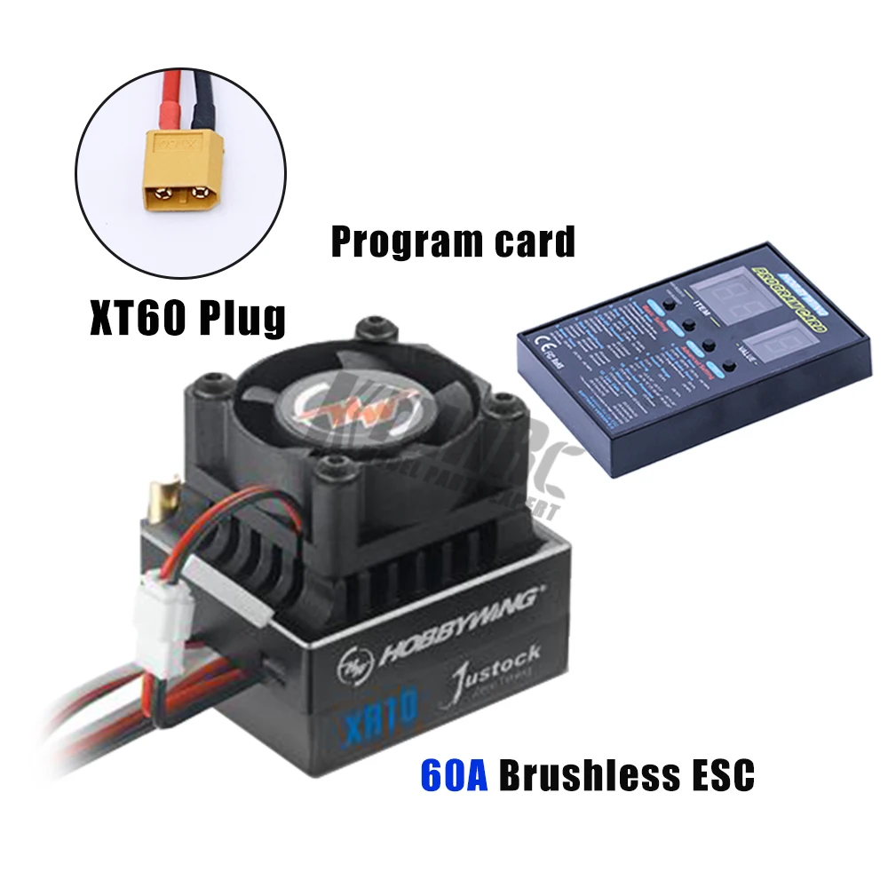Щеточный электронный регулятор скорости Hobbywing Xerun XR10 Justock 60A датчиками бесщеточный ESC Скорость контроллер за 1/10th 1/12thTouring автомобиля/багги - Цвет: XT60 ESC CARD