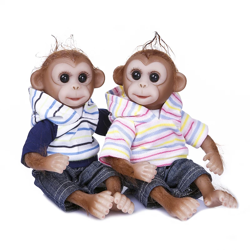 

20cm mini Twins monkey babies reborn dolls open eyes Soft silicone +cotton reborn doll cute toys that look real boy or girl gift