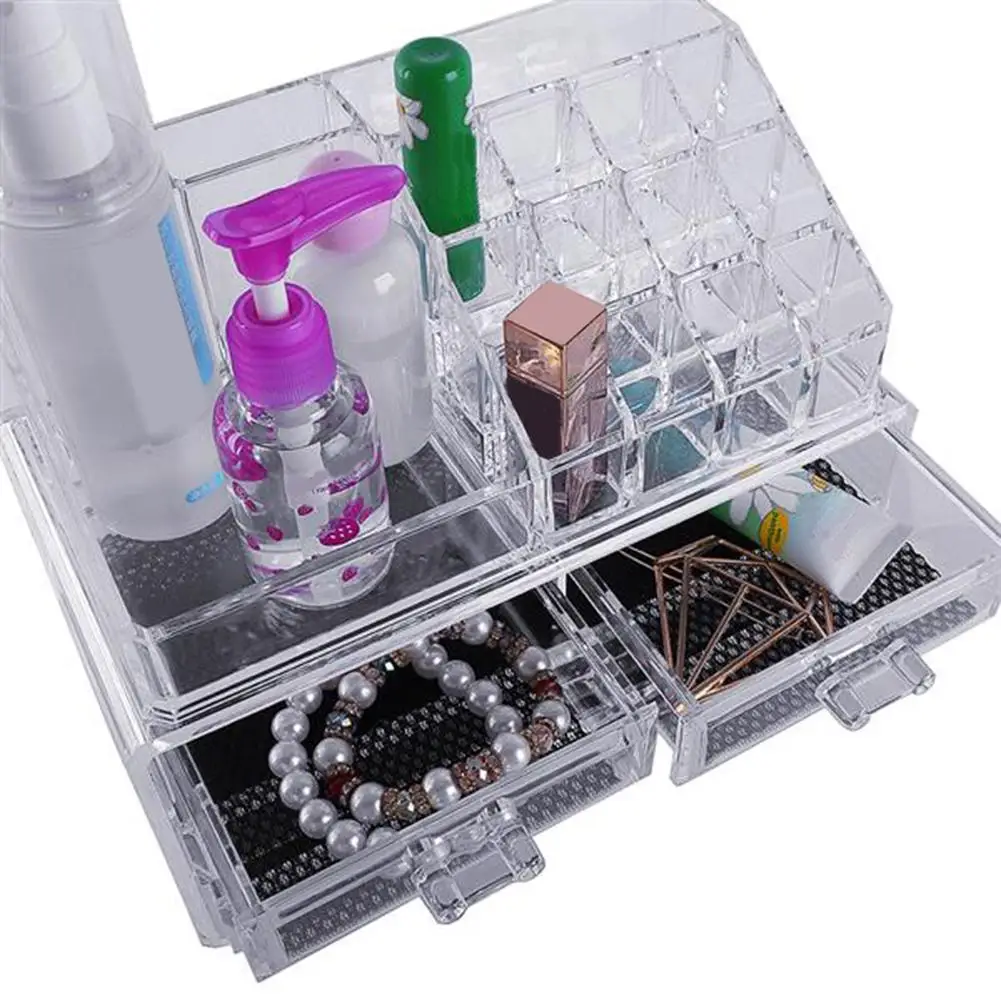 

Cosmetic Container Makeup Organizer Storage Box Bins Women Girls Make up Case Acrylic PP Material Bedroom Jewelry Display Holder