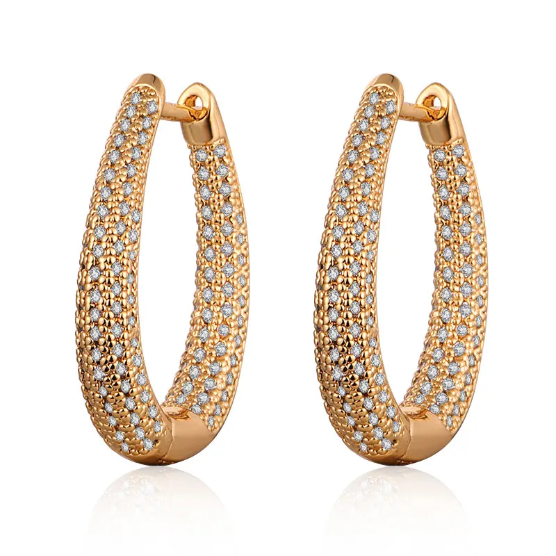 Роскошные серьги с цирконием кубической огранки для женщин круглые золотые
