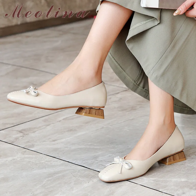 Meotina/женские туфли лодочки на высоком каблуке лоферы из натуральной кожи не