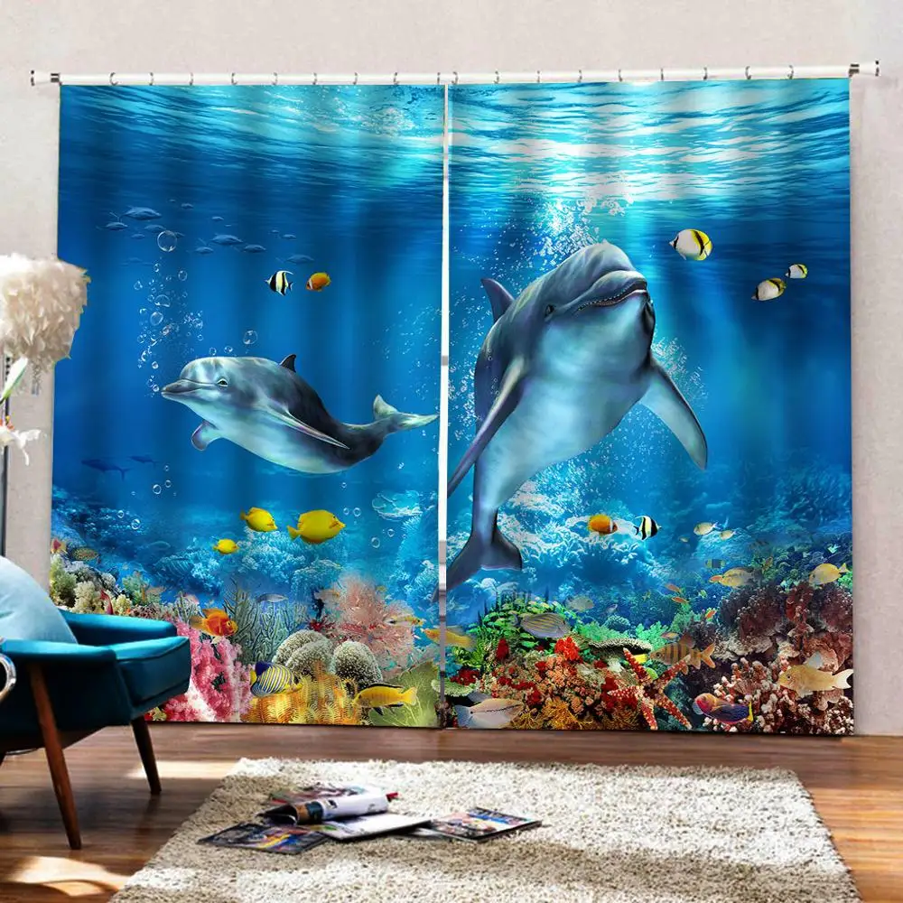 Подводная занавеска для душа с изображением животных океана рыба дельфин
