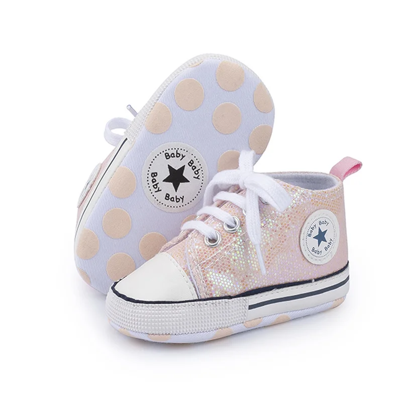 Модные Блестящие Кроссовки для новорожденных мальчиков и девочек мягкие