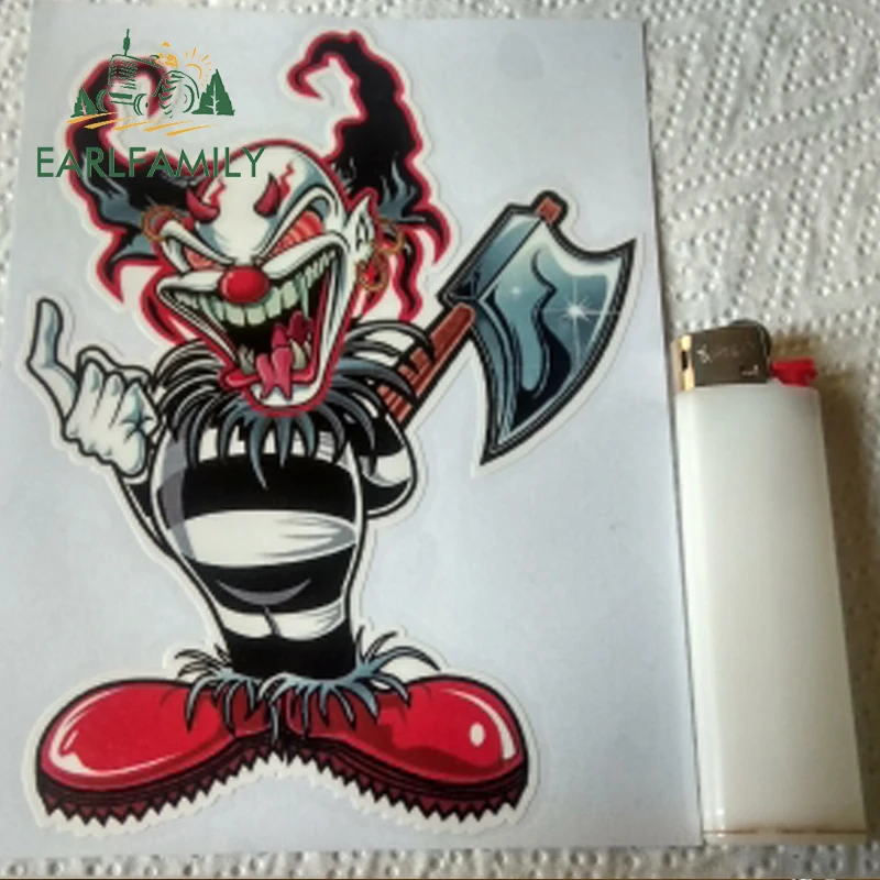 EARLFAMILY, 13 см x 9,7 см, злой клоун, наклейка, смешной стиль автомобиля, виниловые наклейки на машину, графический декор для окна автомобиля, бампера, багажника