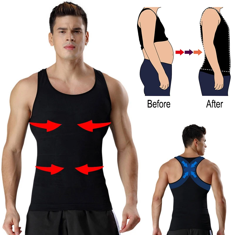 Майка мужская для коррекции фигуры утягивающее белье похудения тренажер талии