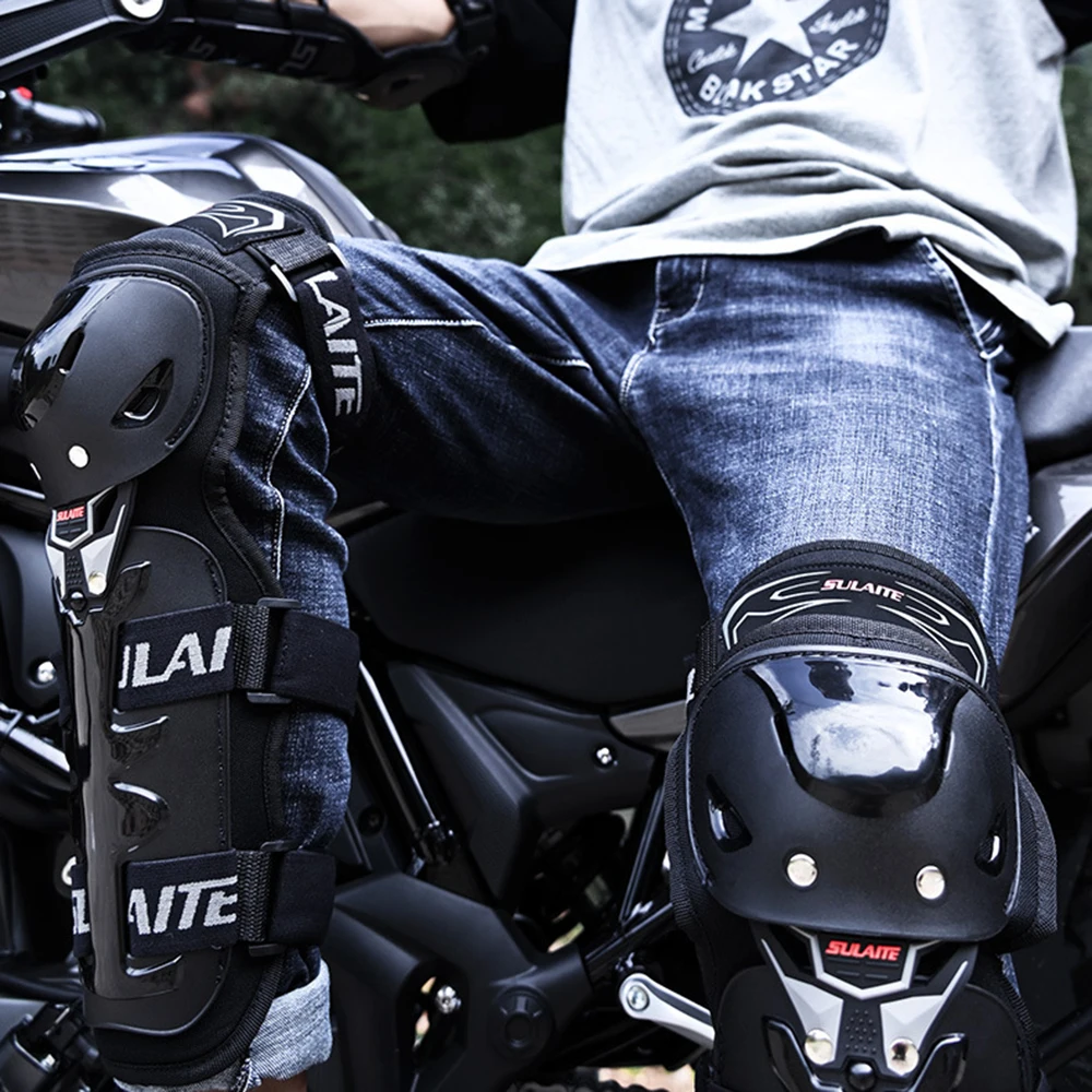 Black Motorcycle Knee Pads Moto Elbow Set Motorbike Kneepad Riding Motocross MX Protector Suit Racing Guards Gear | Автомобили и