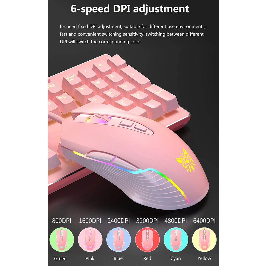 usb wired gaming mouse 6 speed dpi adjustable 6400dpi 7 button rgb light optical mouse suitable for pc laptops gamer free global shipping