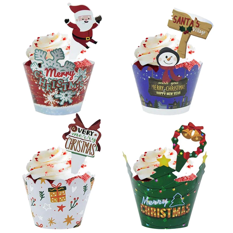 

2.2 inch Dessert Decoration Christmas Cupcake Liner Christmas Baking Cups Santa Claus Paper Container for Cupcake Package