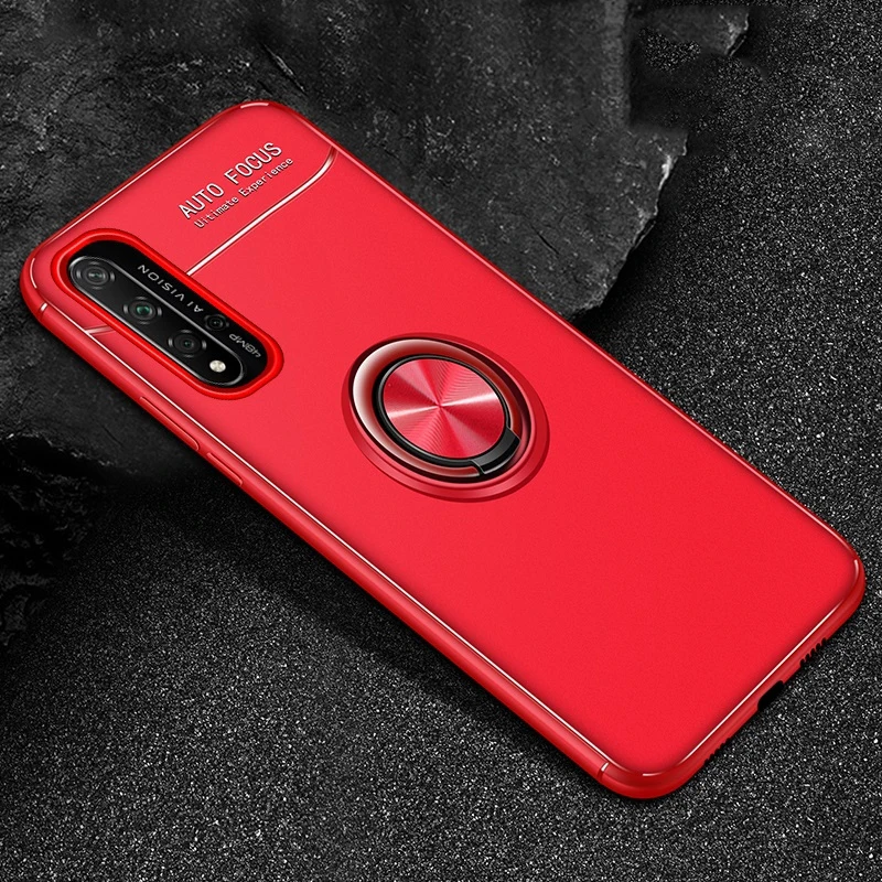 Red and red Чехол для huawei mate 30 Pro Nova 5T 4 5 P20 P30 Lite 3i 3e P Smart Plus Honor 20 8X 9X чехол силиконовый с кольцом для пальца магнитный держатель - Цвет: Red and red