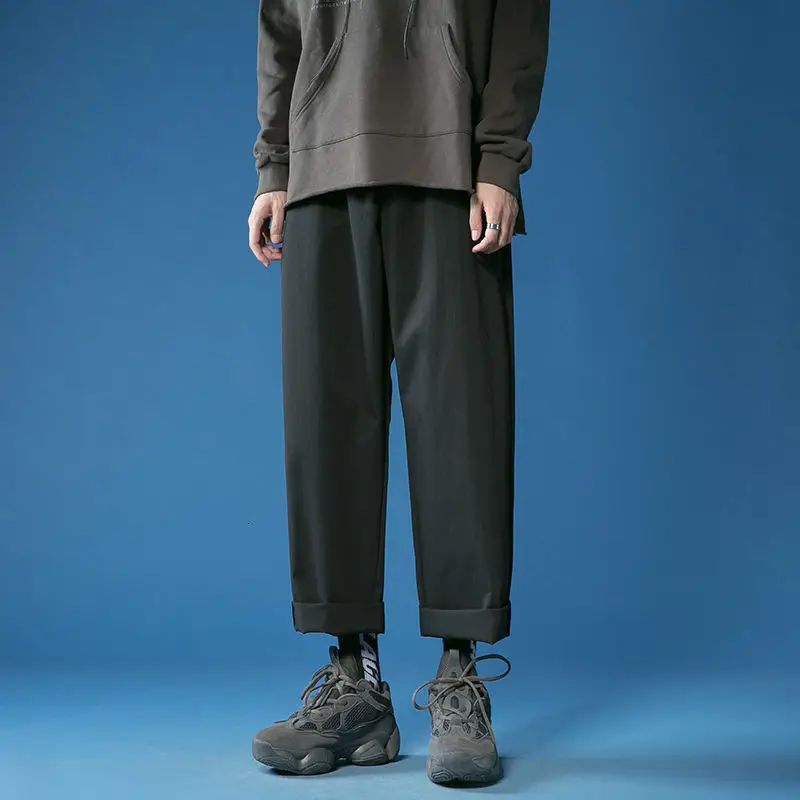 Мужские повседневные шаровары 2020 черные/серые/цвета хаки прямые свободные брюки