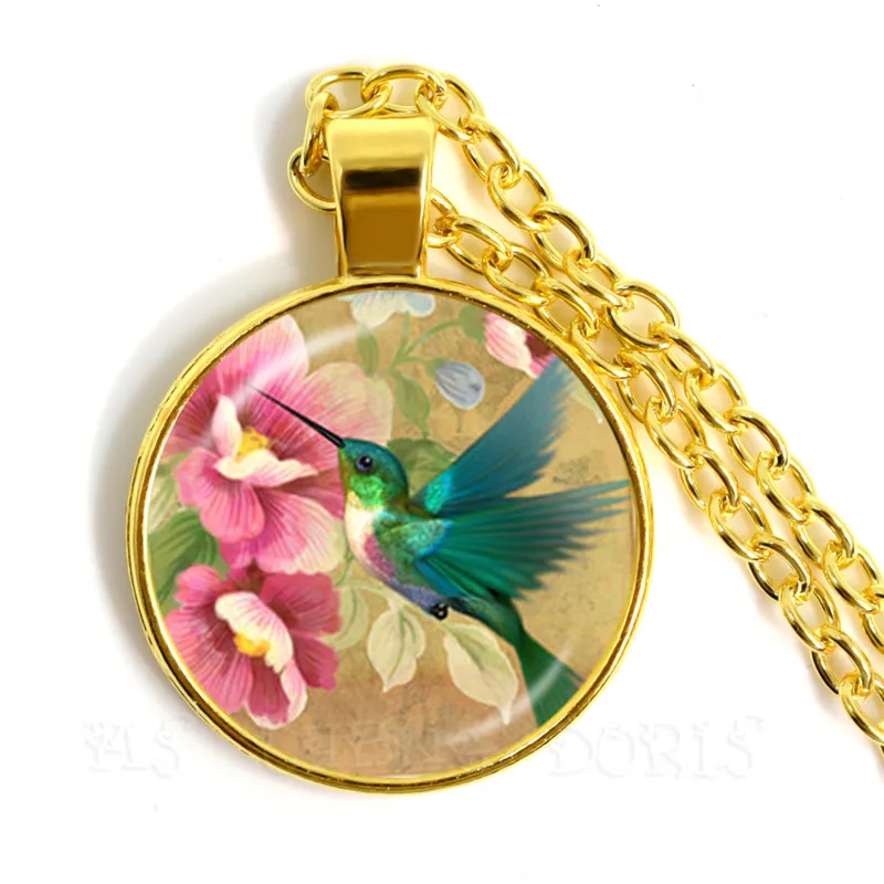 Синий Колибри колье в виде цветка с фокусным расстоянием 25 мм стеклянный