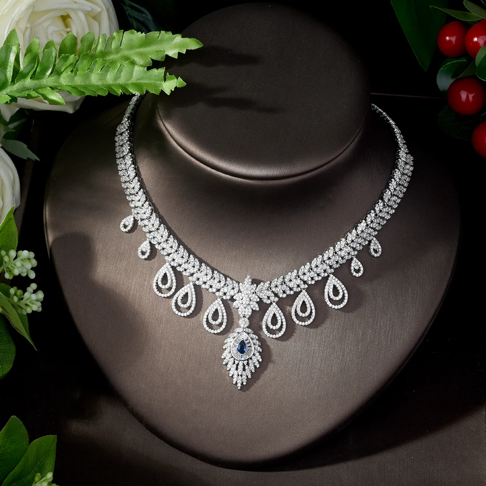 Сверкающие серьги и ожерелье HIBRIDE из Кубического циркония AAA ювелирные наборы