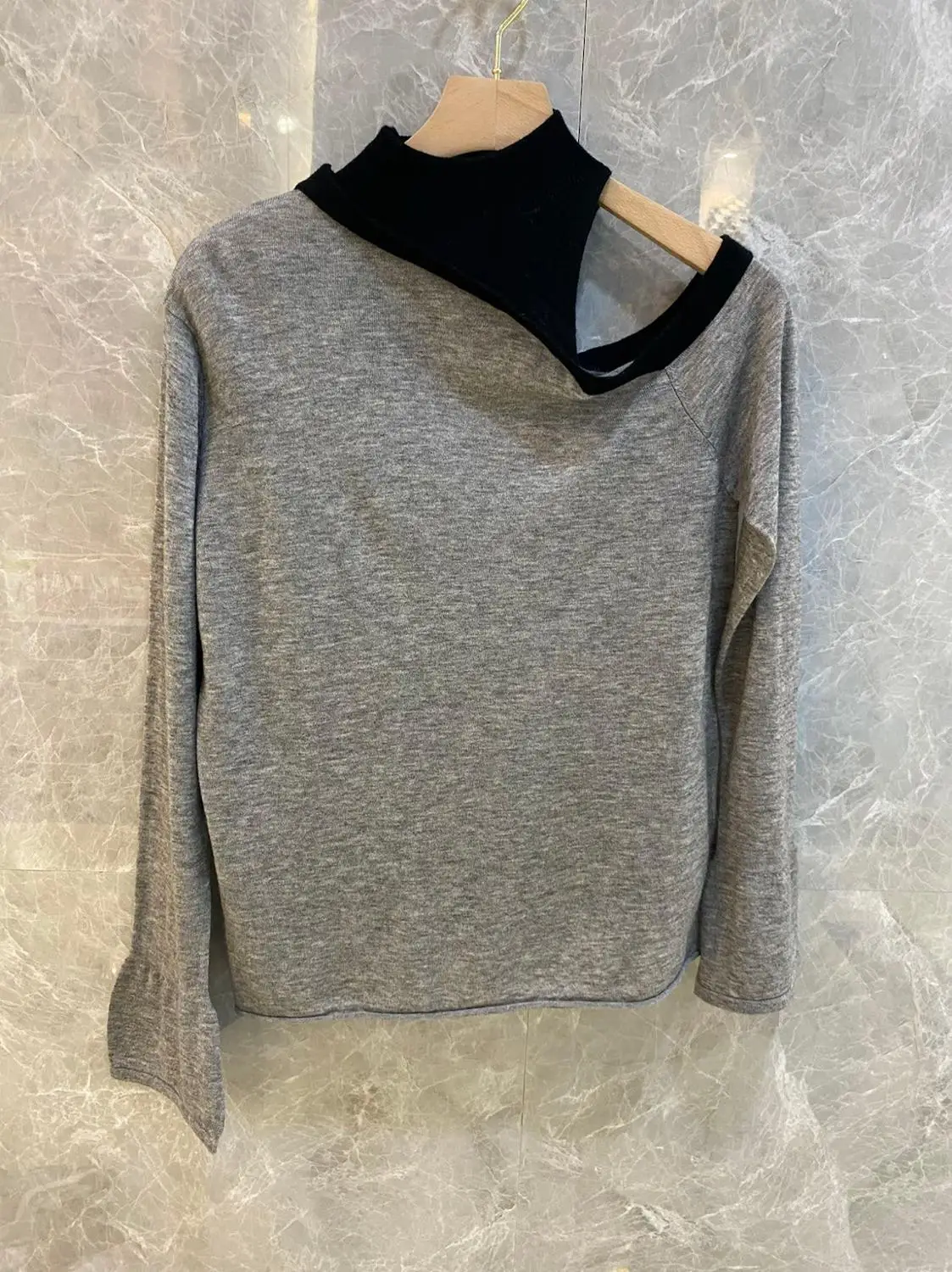 

2023FW Autumn New Fashion Women Patchwork Off Shoulder Bottoming Sweater Jumpers For Female 2 Color Tutu 10.23