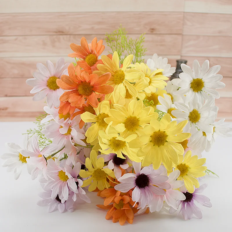 Flower 50cm Daisy Silk Artificial Bouquet 5 heads Fake Decorate for Home Wedding Luxury Decoration | Дом и сад