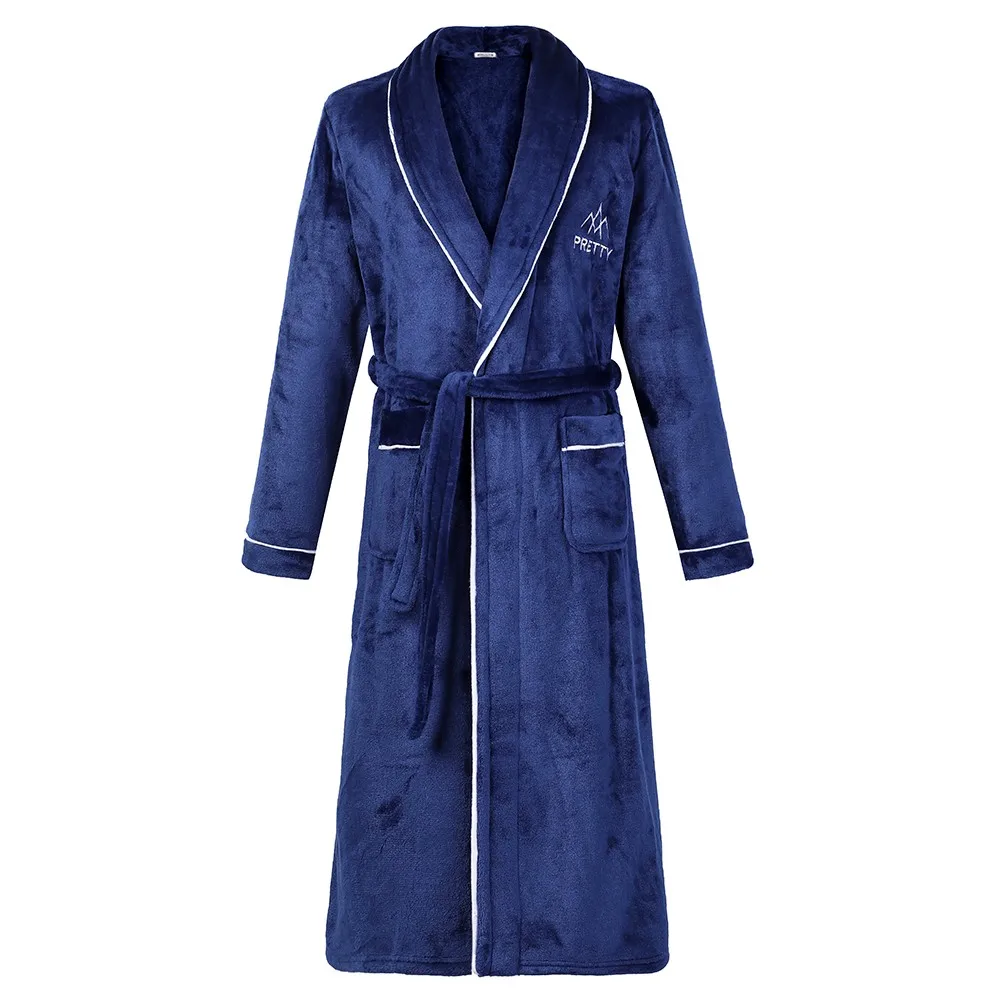 

Flannel Bathrobe Men Robe Kimono Bath Gown Winter Pyjama Sleepwear For Men Thicken Warm Nightwear Coral Fleece Nightgown