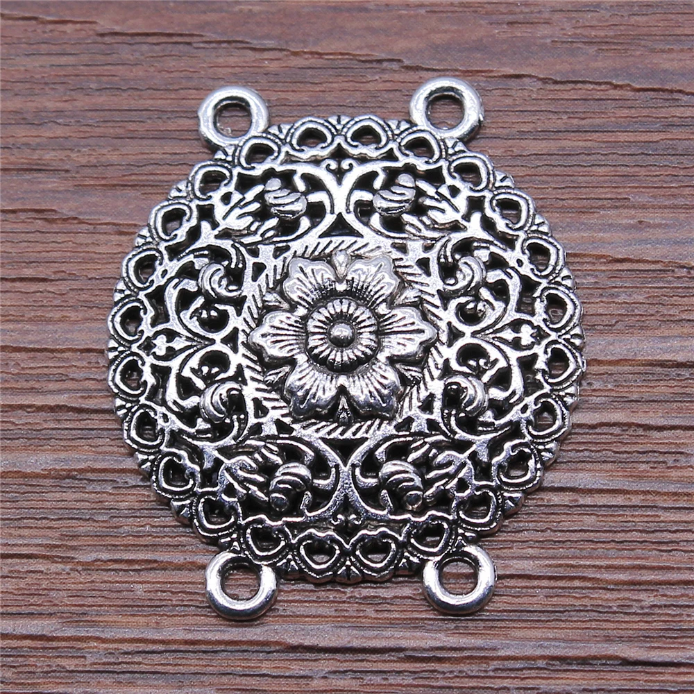 

3pcs 4-Hole Body Chain Connector Charms Jewelry Finding Antique Silver Color 30x34mm Diy Necklace Making