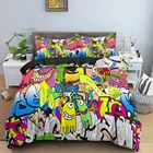 Комплект постельного белья для детей, с рисунком граффити, пододеяльник, простыня, односпальный, двуспальный, Королевский размер, пододеяльник, 240x220