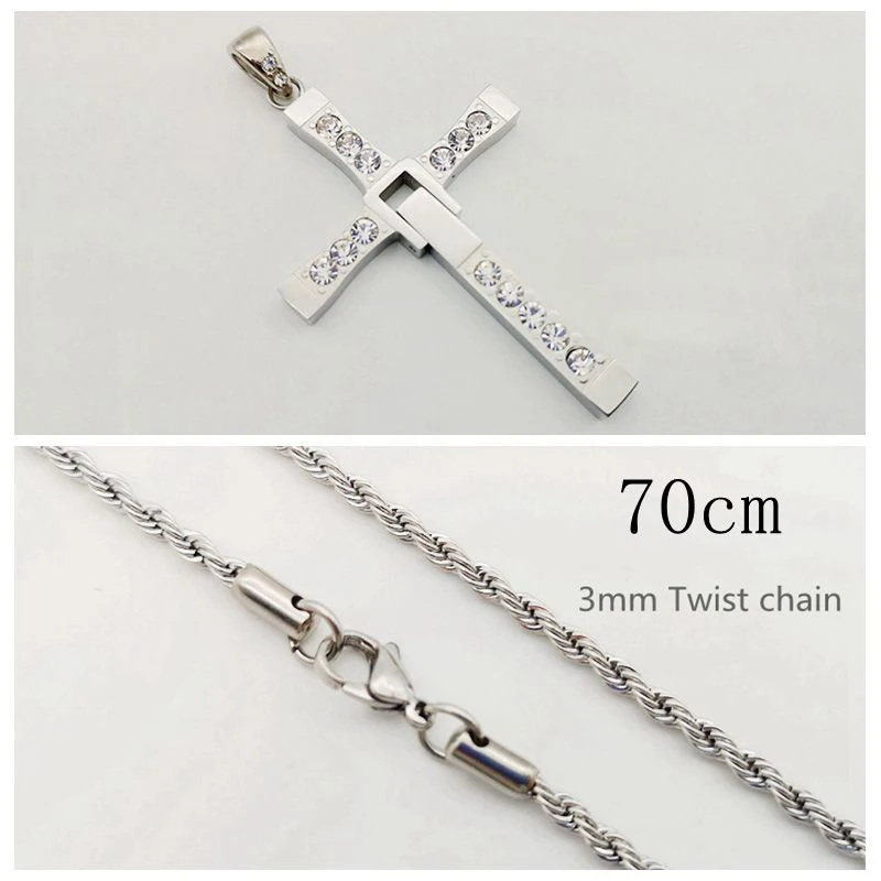 S Twist chain 70cm Новые Форсаж(Fast furious 8 в стиле «хип-хоп» ожерелье кулон крест Доминика Торетто Топ 316 из нержавеющей стали с кристальная подвеска для мужчин CAGF0128 - Окраска металла: S Twist chain 70cm