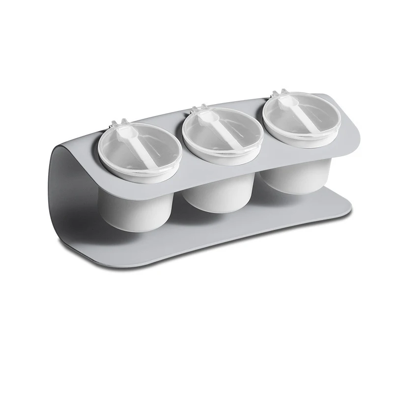 

New Household Kitchen Supplies Seasoning Jar With Lid Combination Seasoning Box Three Grid Kitchen Accessories Cocina Cookice