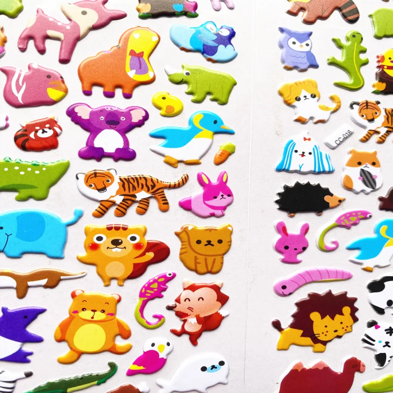

Cute Animal Series Stickers Creative Scenes Can Be Customized Kindergarten Reward Bubble Stickers 3D Stereo Diy Toys
