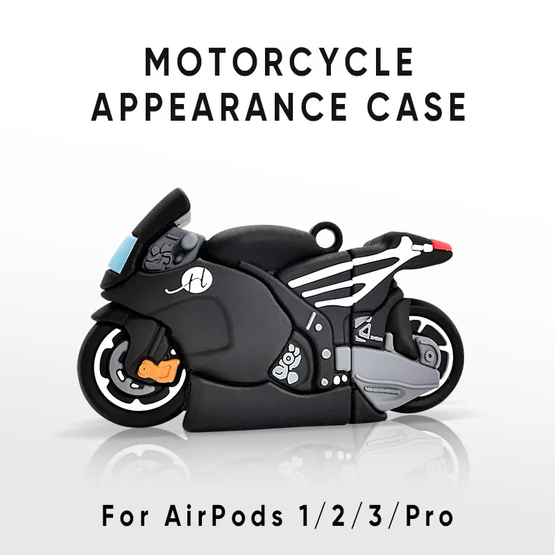 

QIXTWO 3D Motorcycle Wireless Bluetooth Charging Earphone Case For AirPods 1 2 3 Pro Silicone Soft Bags Headset Shockproof Cover