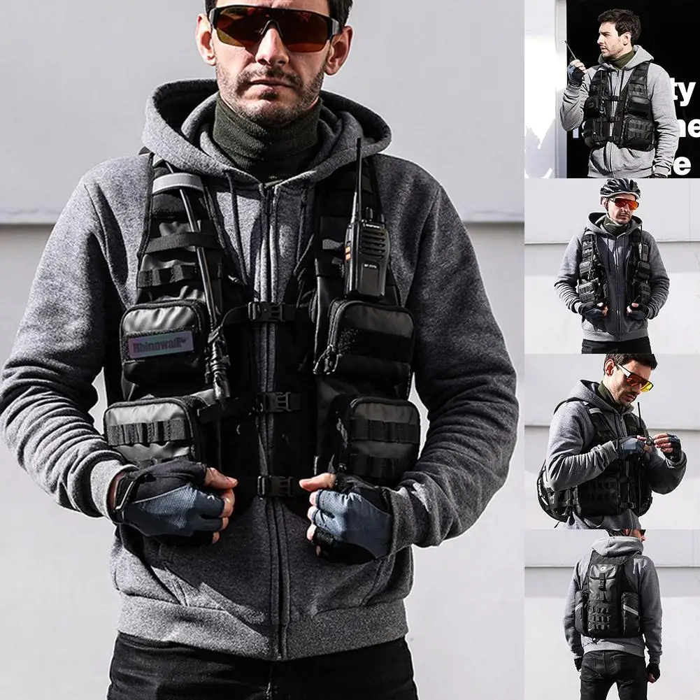 

Sports vest function running multi-pocket automatic vest outdoor sports marathon running backpack can add water bag vest bag