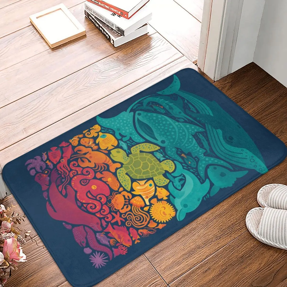

Напольный коврик с дельфином, нескользящий ковер из полиэстера для спальни, прихожей, придверного интерьера, коридора, океана, с животными