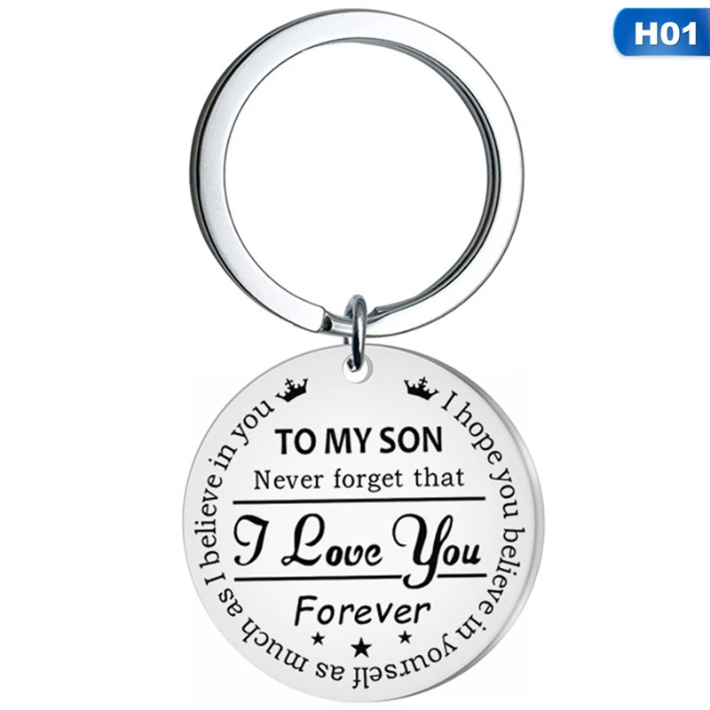 Trendy Stainless Steel Keychain Engraved To My Son Daughter Mom Keyring Key Chains Charm Love Pendant Jewelry Gift | Украшения и