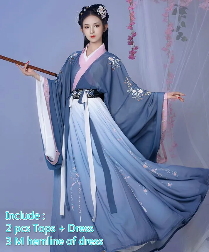 

Women Hanfu Chinese Ancient Tang Dynasty Princess Dance Costume Fairy Dress Traditional Hanfu Elegance Oriental Folk Dance Wear