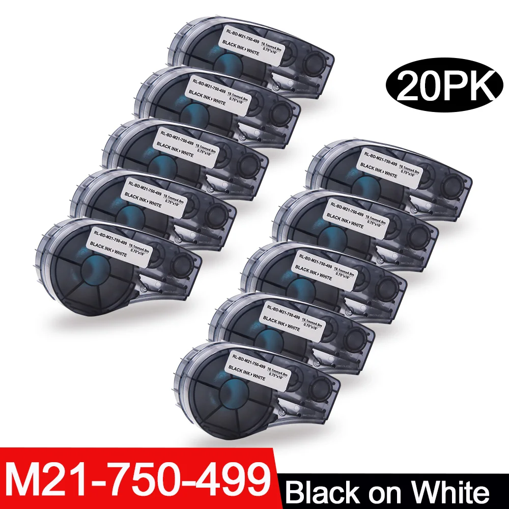 20 шт Высокая адгезия ткань нейлоновая лента M21 750 499 черный на белом 19 1 мм